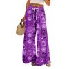 Women Summer Boho Palazzo Pants High Waist Wide Leg Halloween Printing Casual Trousers With Pockets