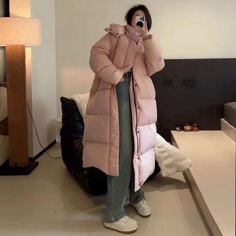 Hooded White Duck Down Jacket Women's Medium and Long 2025 Winter New Thickened Large Quilt Knee Warm Jacket