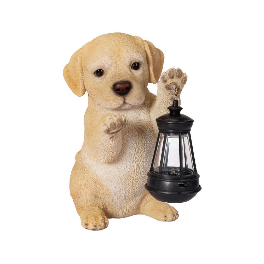 Ubia Labrador Retriever Holding Solar Lamp with Left Hand x 9 x Doll Figure Ornament Animal Garden Decoration Dog H23254 16.5 16.5cm