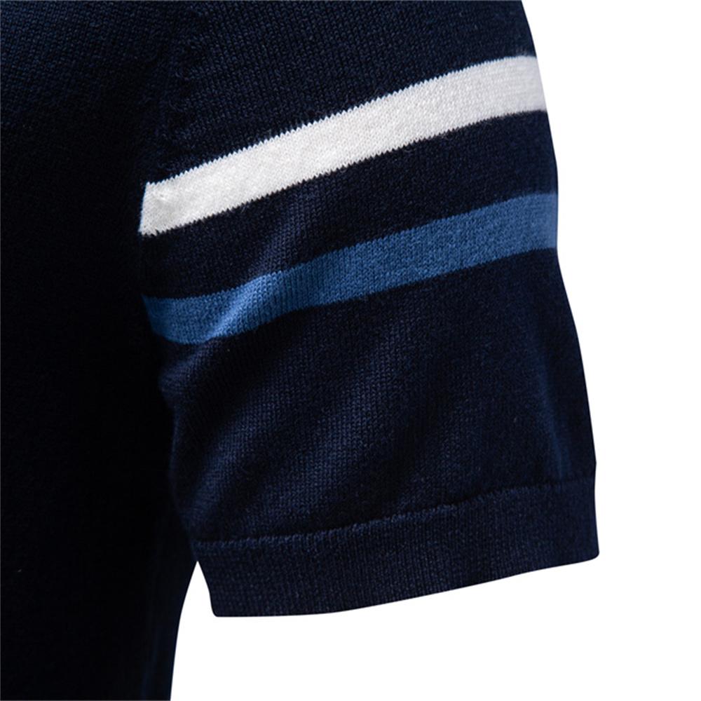 AIOPESON Herren T-Shirt 100% Baumwolle Gestreifte Ärmel Rundhals Smart Casual Old Money Basic T-Shirt Atmungsaktives Sommer Strickoberteil