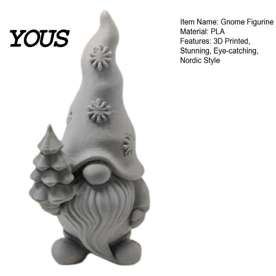 Winter Holiday Decoration Flower Gnome Figurine, 3D Printed Small Garden Statue, Matte Finish Cute Dwarf Ornament for Yard, Lawn, Patio Decor