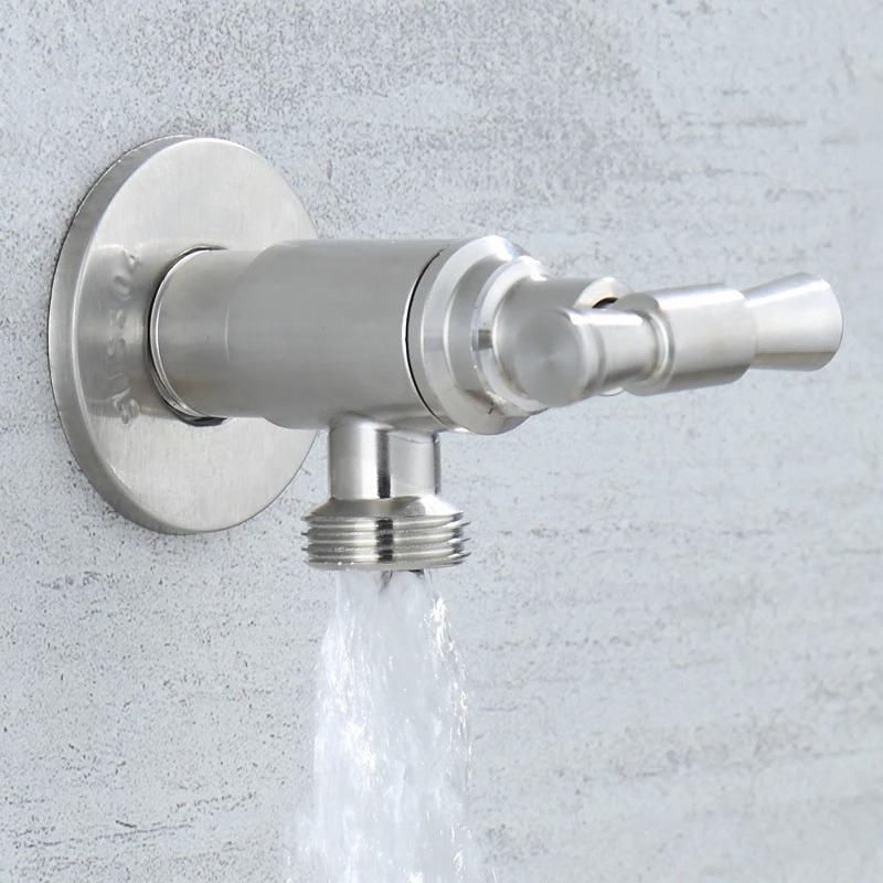 Bathroom Thick Hot and Cold Water 304 Stainless Steel Water Stop Valve Large Flow Angle Valve Eight-figure Switch Valve