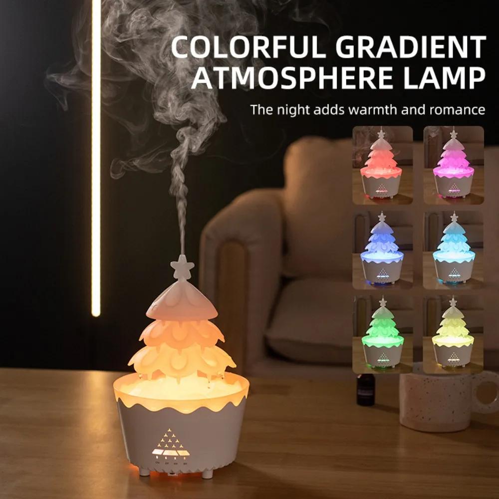 Christmas Tree-Shaped Air Humidifier with Rotating Raindrops and Colorful Ambiance Night Light Fine Mist Quite Diffuser for Gift