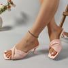 Fashion Summer 2025 High Heel Sandals Pink Women's Slippers Women Outdoor Wear Half Slippers Thin Heel Slip-On Shoes Black Sandals