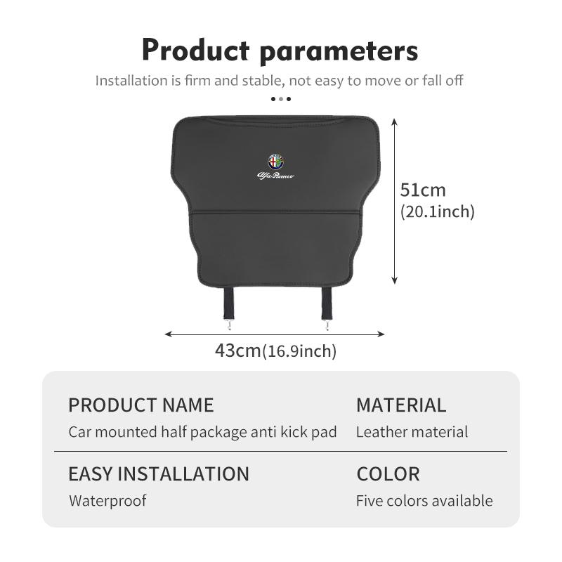 Car Seat Backrest Anti Kick Pad Rear Seat Storage Bag Accessories For Alfa Romeo Giulietta GT 159 147 156 Mito Brera Giulia
