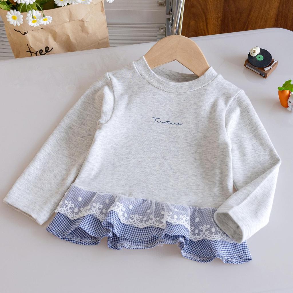 Girls' Striped Cotton Long-Sleeve Cartoon T-Shirt for Small & Medium Children - Spring/Autumn Bottoming Top