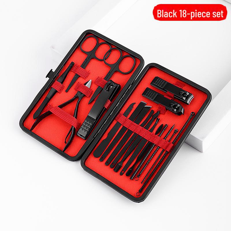 24-teiliges Nagel- & Pflegeset aus schwarzem Edelstahl