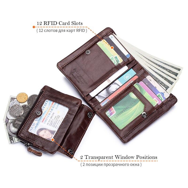 BULLCAPTAIN Short TriFold Buckle Zipper Wallet Men's Cow Leather