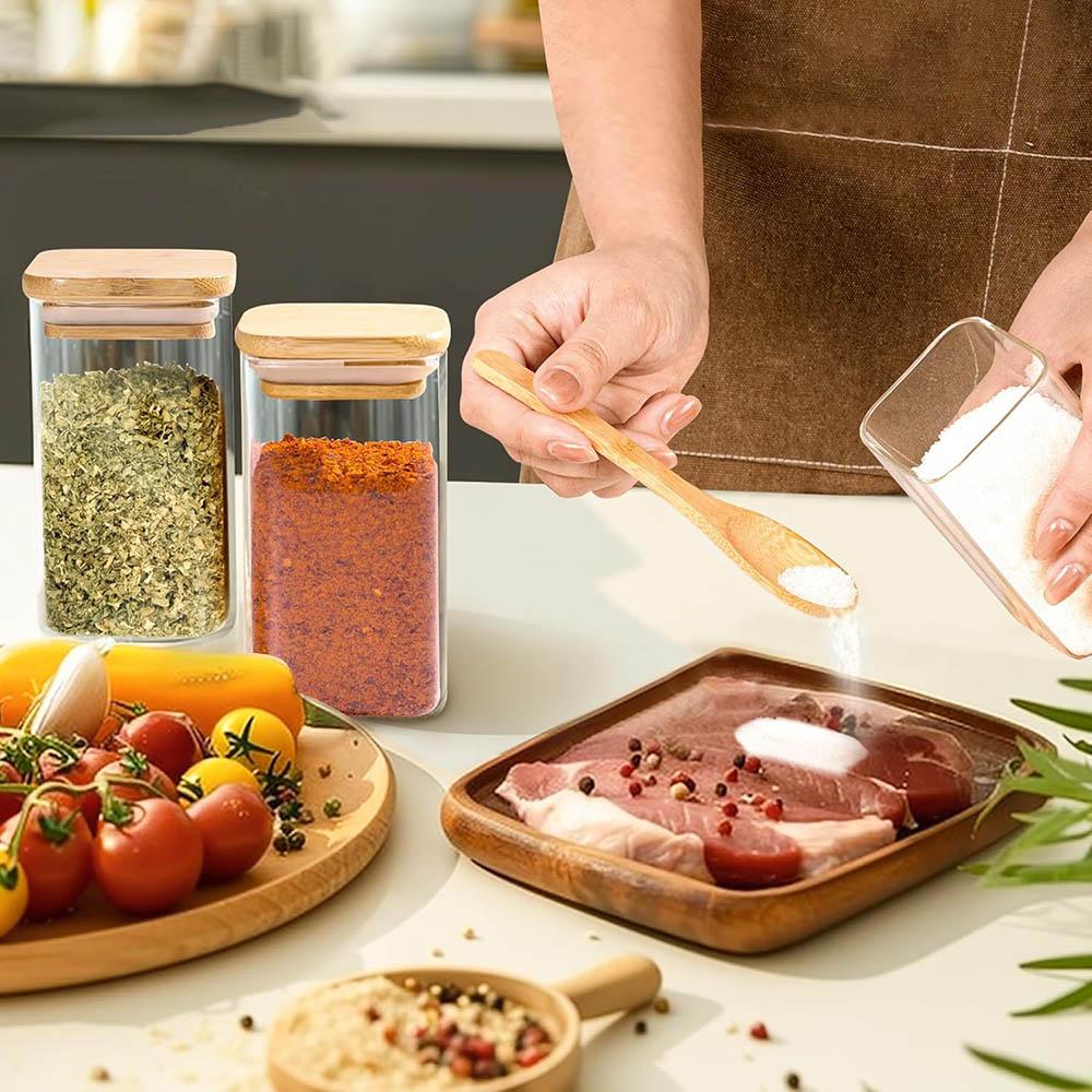 1/2/4/8pcs, 10oz Glass Jars With Airtight Lids, Candy Jars, Food Storage Containers With Bamboo Lids, Clear Jars
