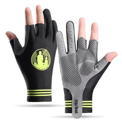 Fishing Gloves Men's Summer Outdoor Fishing Ice Silk Breathable Sports Finger Sun Protection Anti Slip Elastic Lure Three Finger Gloves
