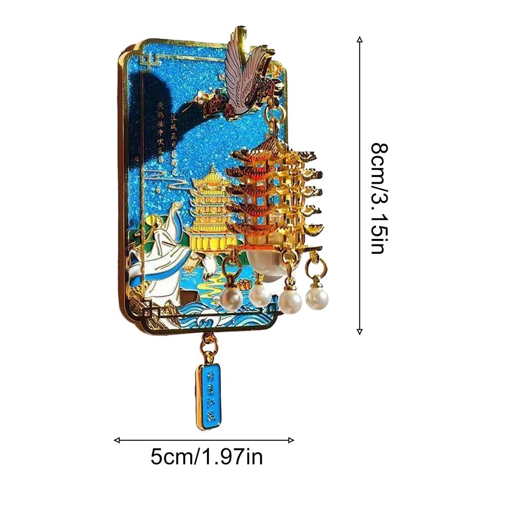 Exquisite Gelber Kran Turm Leuchtender Kühlschrank Persönlichkeitsaufkleber Dekorative Magnetaufkleber Legierung 3D Kühlschrankmagnete