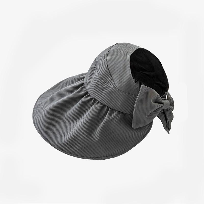 Black Wide Brim Shell Hat With Bow Summer Sun Hat For Women Outdoor Sun Protection