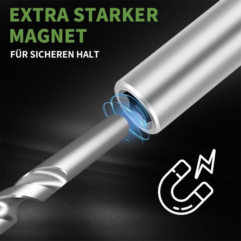 6pcs Extended Hex Driver Bit Holders 60mm Magnetic Alloy Steel Durability Socket Wrench Adapters for Automotive Repair