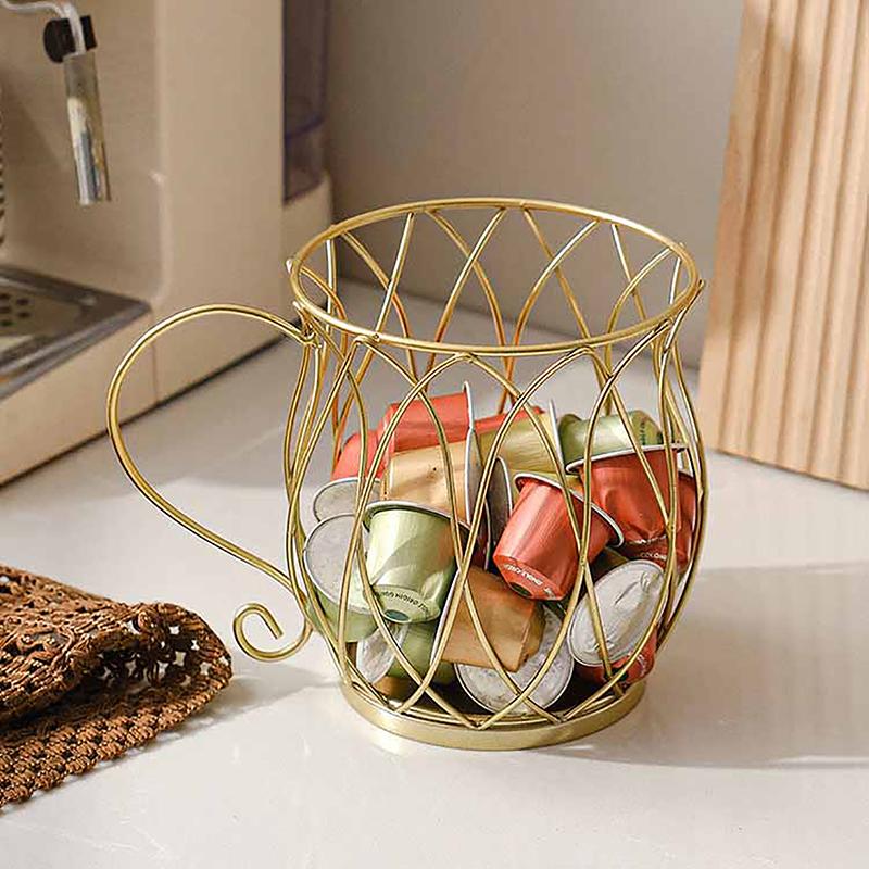 Organizzatore per capsule di caffè in metallo universale per portacapsule Nespresso Cestino portaoggetti per caramelle e snack in metallo Pentola per capsule di caffè espresso