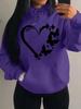 Women's Loose Fleece Hoodie with Love & Butterfly Print