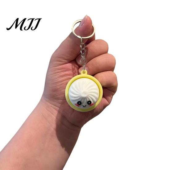 Self Control Toy Keychain, Steamed Bun Pendant, Portable Key Chain Stress Relief Meeting Reliever Toy, with Crisp Clicks Fidget for Kids Adults