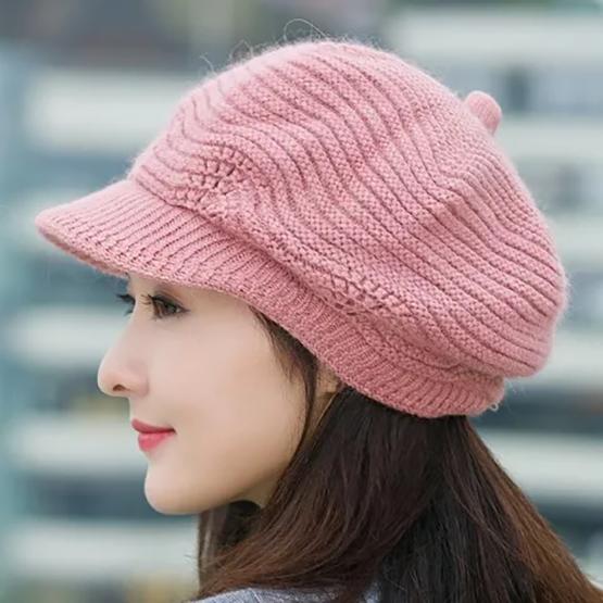 WTEMPO Damen Herbst Winter Winddichte Kältefeste Lässige Wollmützen Einfarbig Große Warme Strickmützen