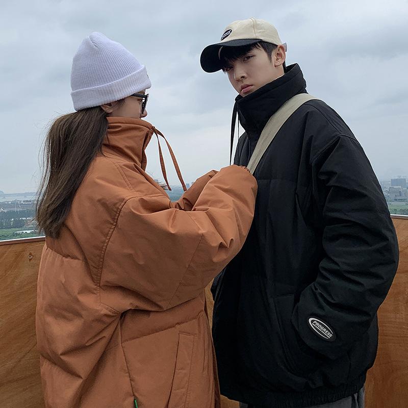 Weiße Eiderdaunen Paar Daunenjacke Herren Winter Locker Wild Stehkragen Daunenjacke Hongkong Wind Reißverschluss Mantel.