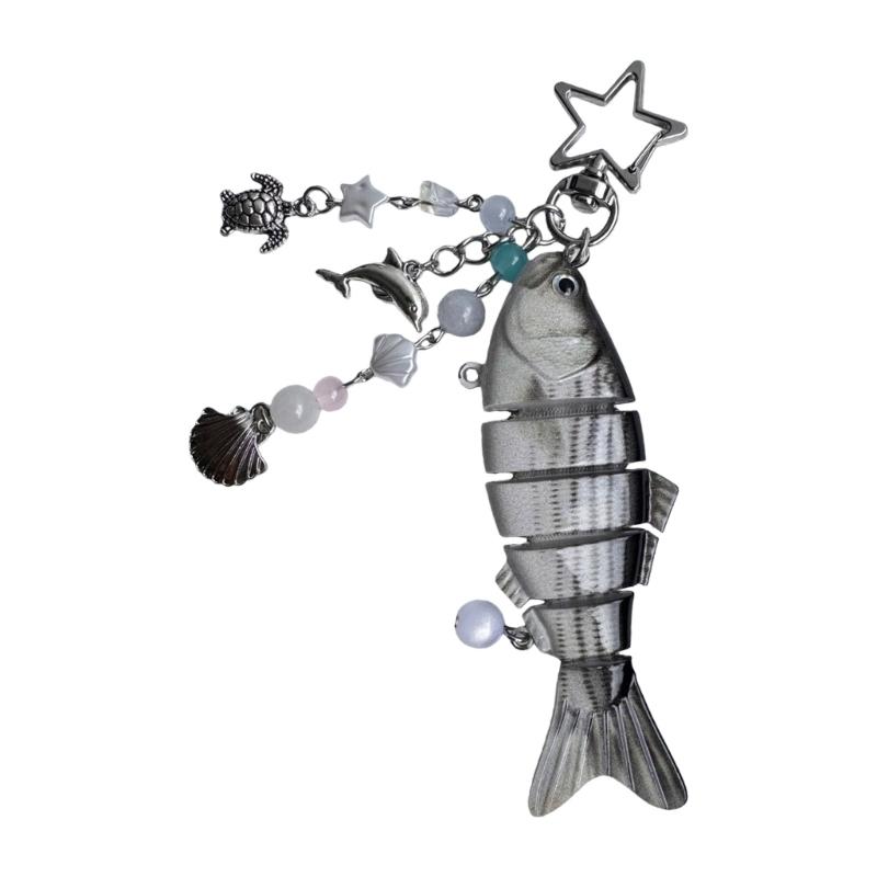 Lightweight Fishing Themed Key Ring With Realistic Detailing Flexible Articulated Body Keychain For Anglers Gifts