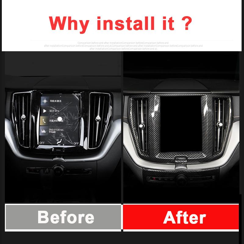 Pokrywa panelu nawigacji samochodu z włókna węglowego Rama wykończeniowa do akcesoriów Volvo XC60 2018 ABS Chrome