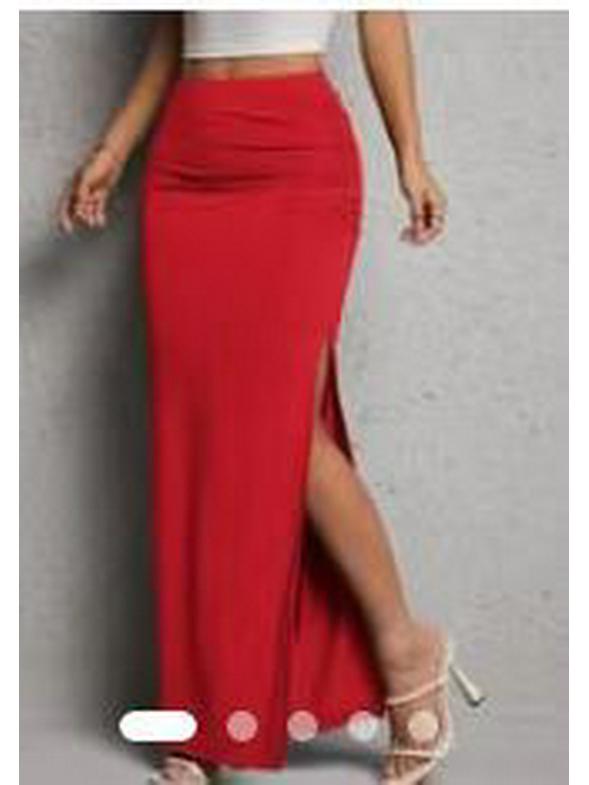 Spring/Summer High Waist Pleated Slit Midi Skirt - Women's Elegant Solid Color