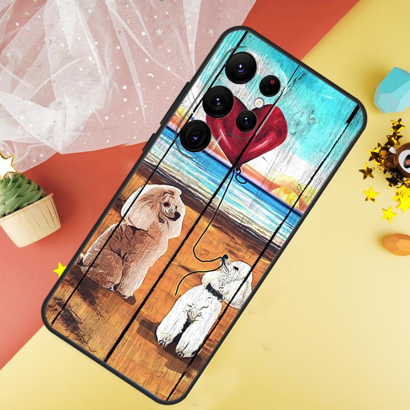Cute Cartoon Poodle Case For Samsung Galaxy S24 Ultra S22 S20 S21 FE S8 S9 S10 Note 20 10 Plus S23 Ultra Cover