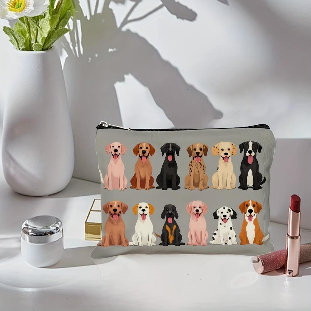 A Cute Dog Print Makeup Bag- Multifunctional Zipper Pouch, Jewelry Storage Bag, Perfect Travel Zipper Small Storage Bag.