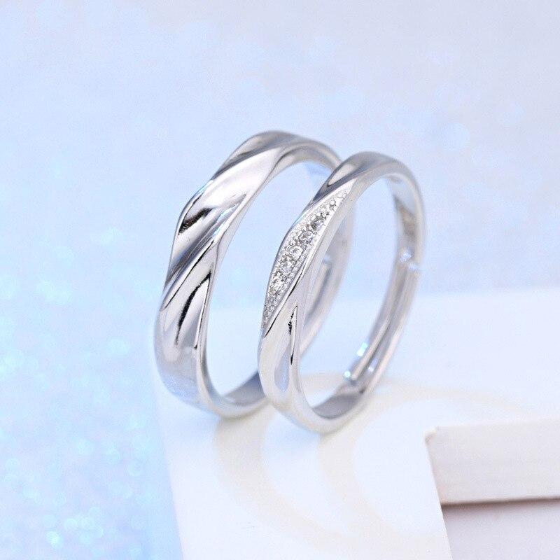 Minimalist Minimalist Couple Rings Romantic Micro Crystal Stone Twisted Engagement Rings Band Lady Girls Event Party Event Bridal Gathering Bridal