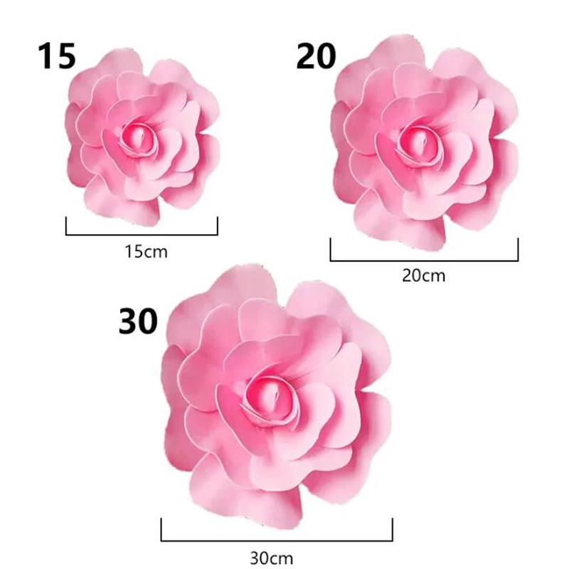 Simulation Pe Foam Flat Bottom Giant Rose Flowers Wall Wedding Background Diy Party Faux Flower Decoration Home Fake Flore Heads