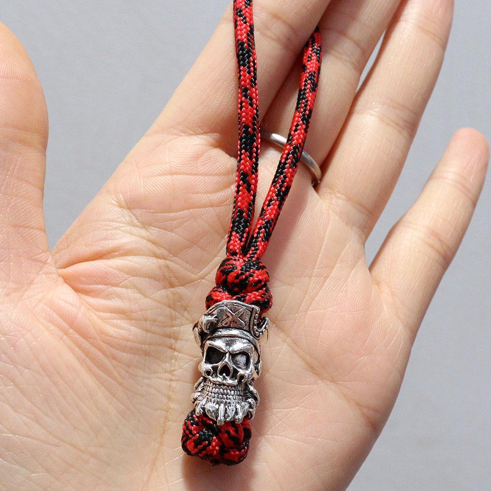 Spartan Pirate Red Camouflage Paracord Keychain Pendant in Viking Style