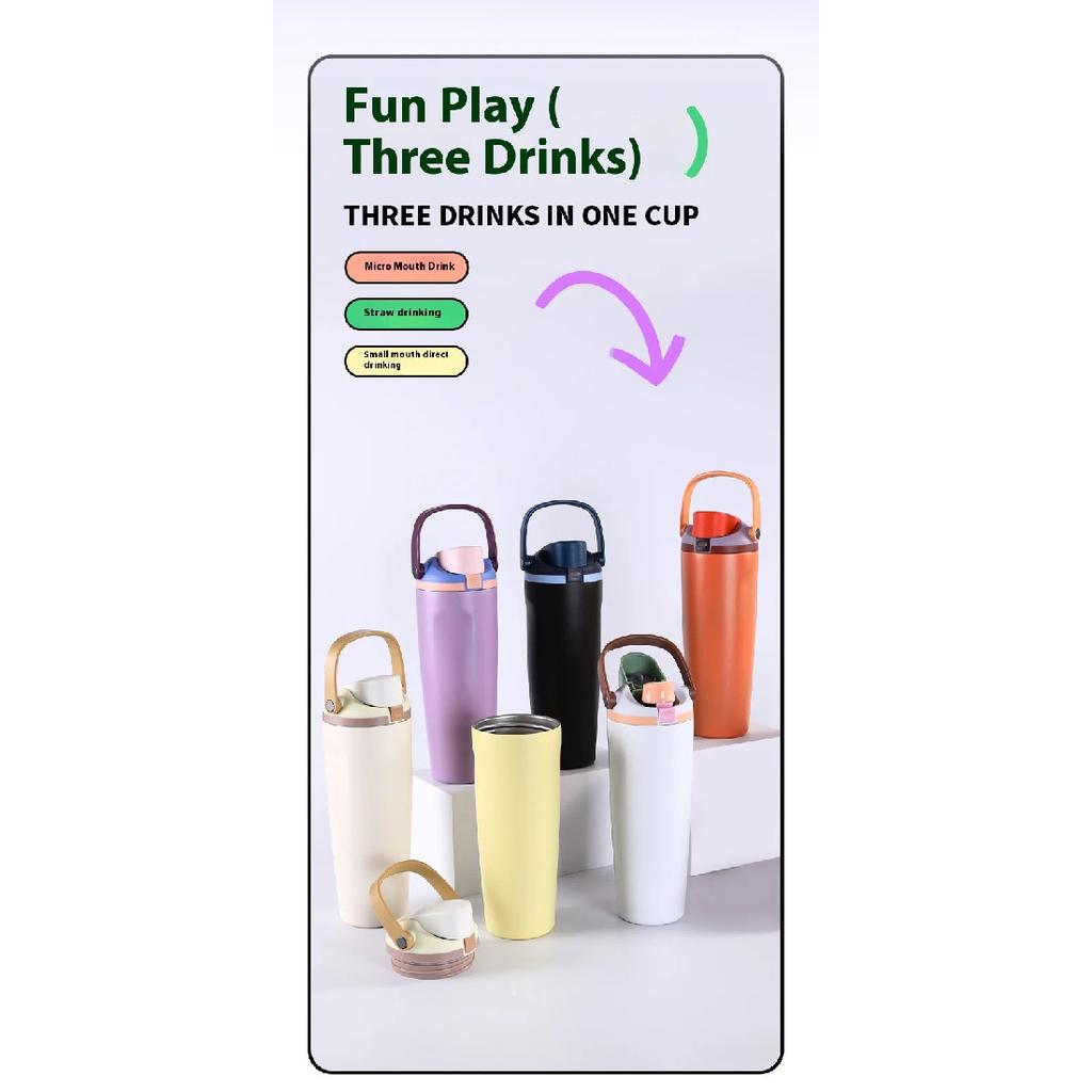 Portable car cup 304 stainless steel insulated cup outdoor cold preservation sports water bottle for cold and heat preservation