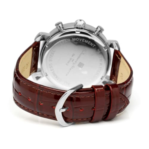 Salvatore Mara Watch Faceted Glass Chronograph Business Formal Men's Green Brown SM19104-SSGRGDBR
