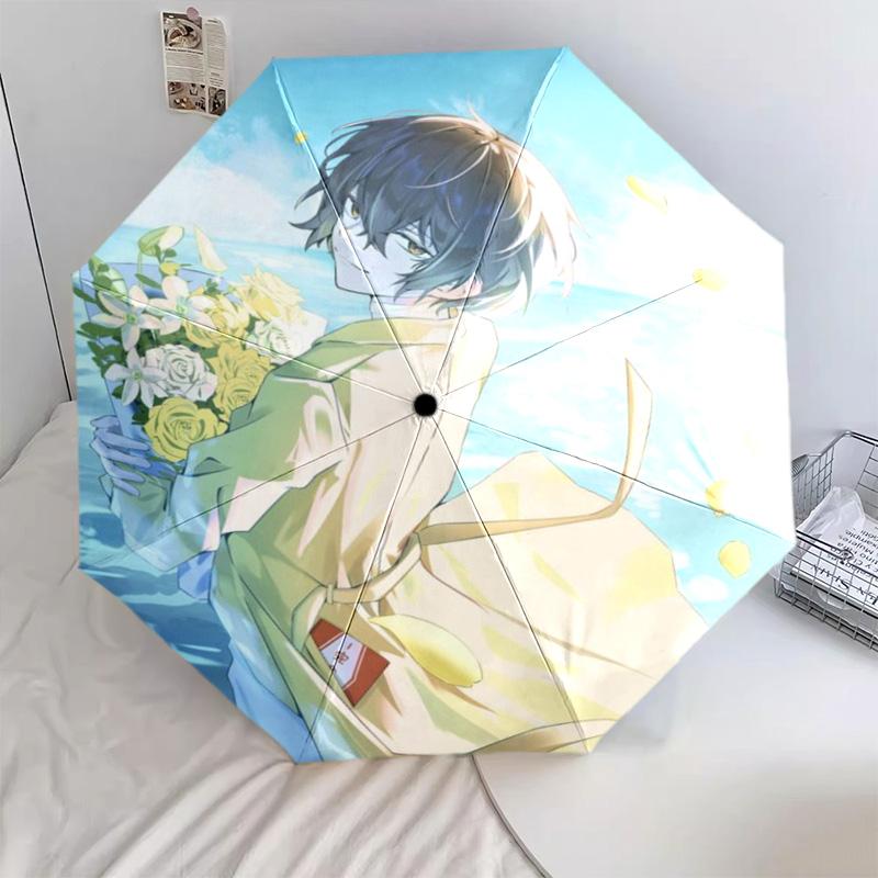

1 шт. Автоматична складана парасолька - З візерунком Bungou Stray Dogs, Портативна та складана конструкція з 8 спицями, Різдвяні подарунки на День народження