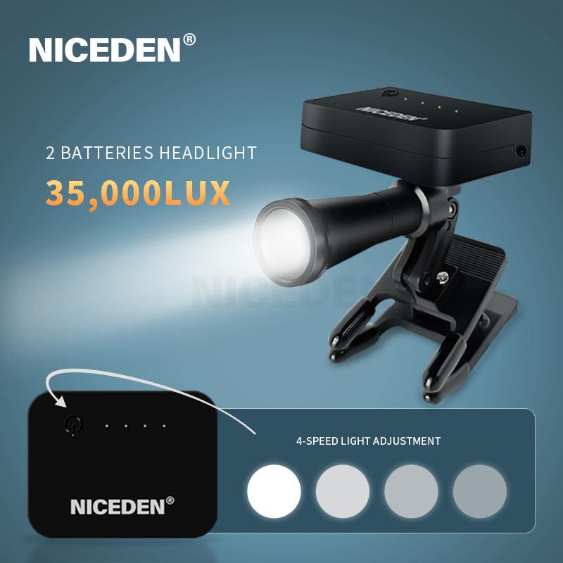 NICEDEN 2025 Hot Selling Dental Headlight 5w Headlight with Super Strong Spotlight of 35000lux Clear and Transparent