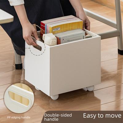 Rolling Book Organizer for Under Desk with Casters And Handles
