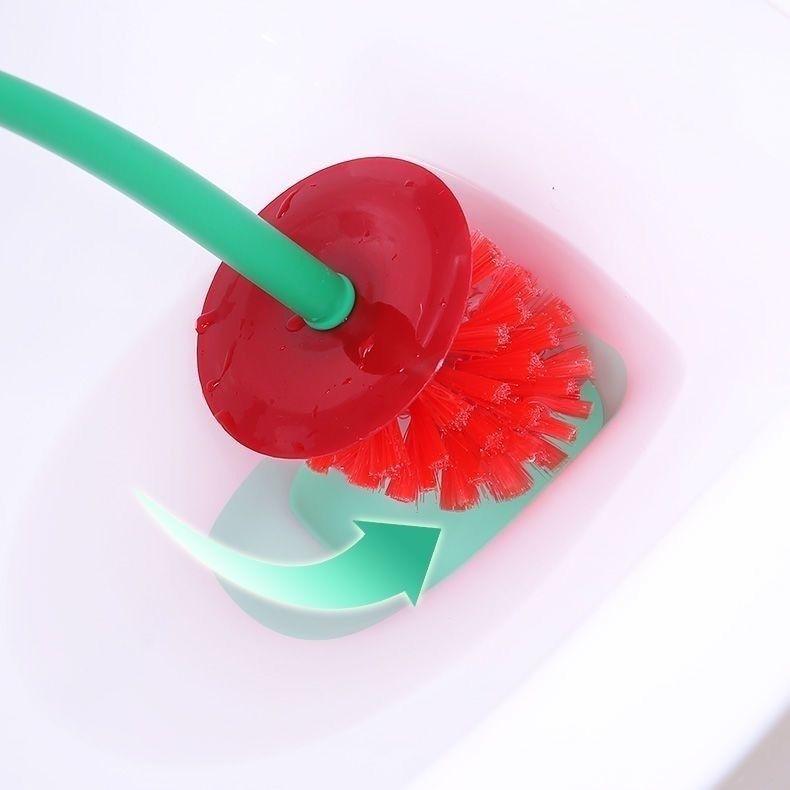 Cherry Toilet Brush, Home Long Handled Soft Bristled Toilet Brush, Creative Plastic Cleaning Brush, Toilet Brush Set