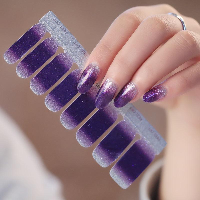 Gradient Glitter Nail Art Stickers - Waterproof, Wearable Nail Tips, Stylish and Trendy (YMS1001-1014)