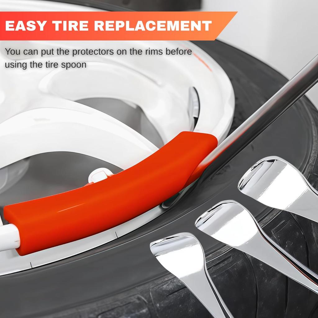 14.5” Steel Tire Spoons Tool Set - Tire Removal Tool, Motorcycle Tire Changer, Tire Changing Kit With 3 Piece Tire Spoons And Rim Protector, 6