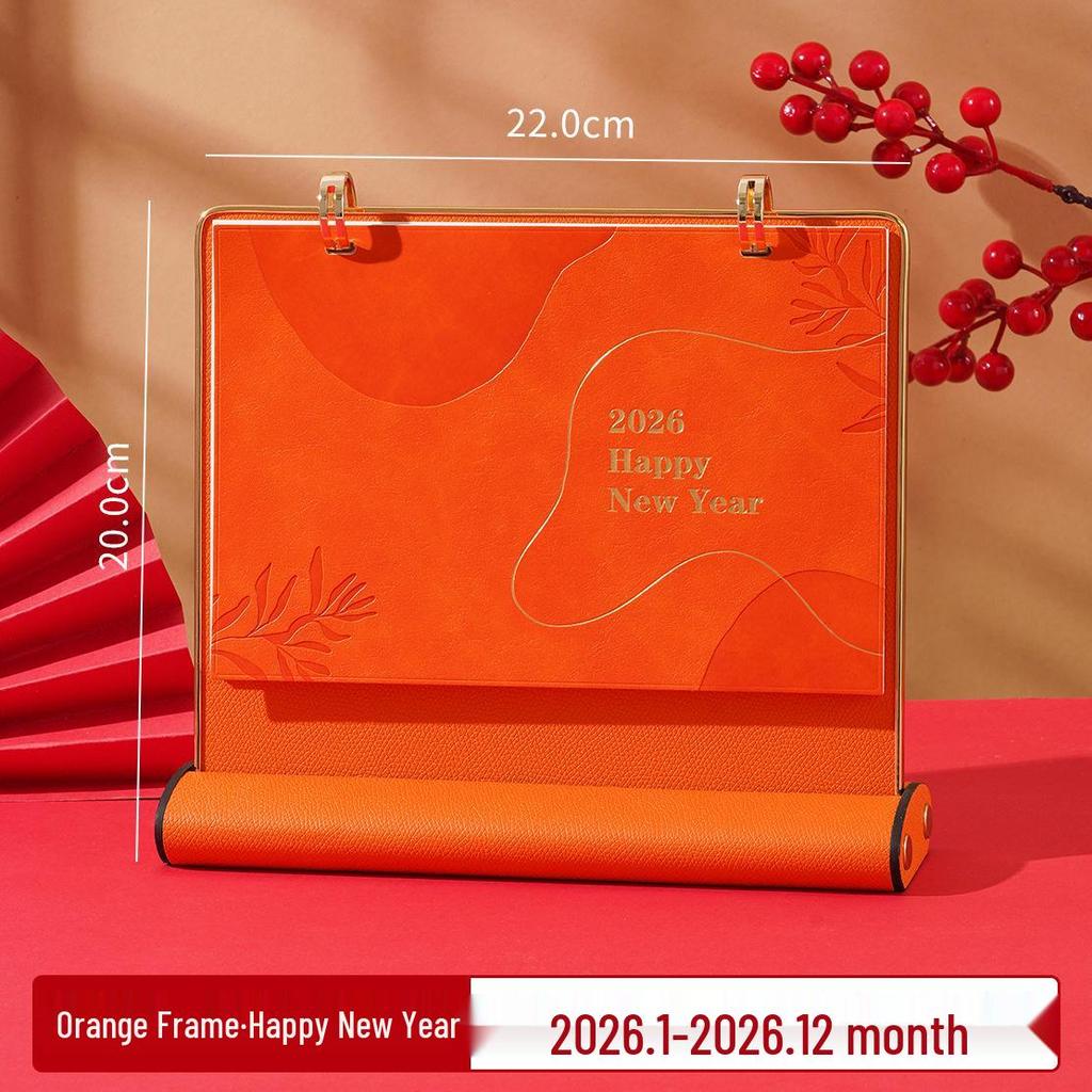 2026 Creative Leather Desktop Calendar with Custom Logo