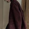2024 Women's Retro Suede Velvet Lapel Jacket - Wine Red