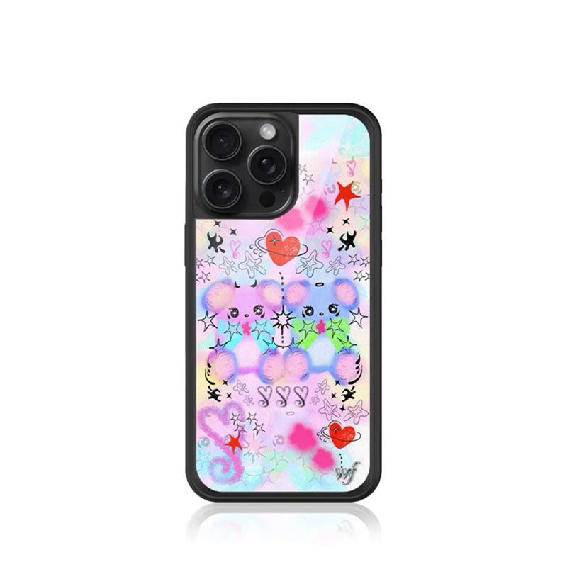 Fashion Wlidflower cute polka dot phone case for iPhone 12 13Pro 14 15plus Spot Dog 16promax 15 14Pro 16 Deer Bear Bottom cover