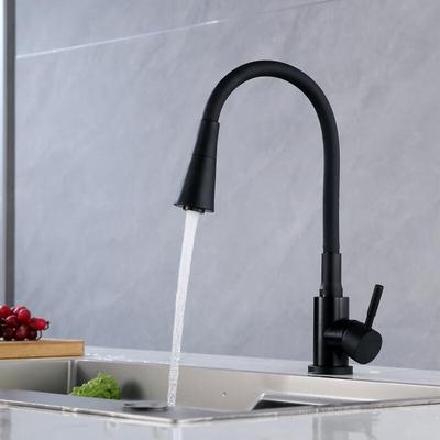Stainless Steel Hot & Cold Kitchen Faucet, Black Silicone Universal Tube with Bell Head