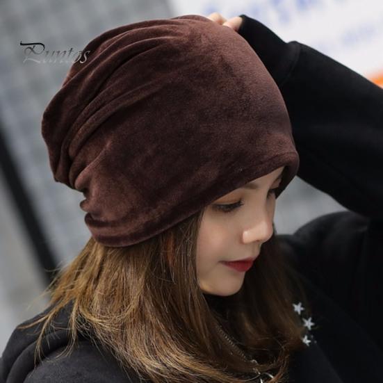 Lady Winter Hat Women Beanie Elastic Soft Solid Color Baggy Slouchy Keep Warm No Brim Plush Fashion Accessories