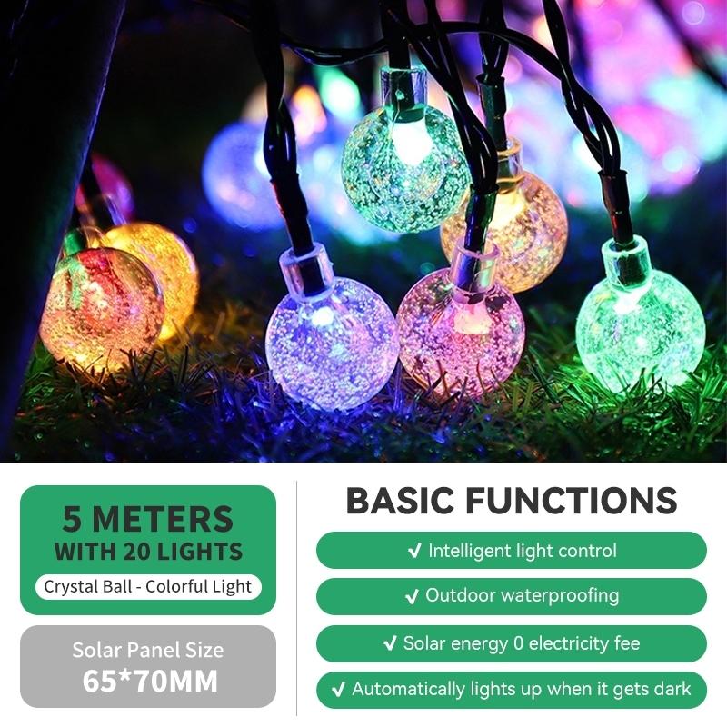 Christmas Light Solar Waterproof  Ball Garden Solar Lamp Power Led String Globe String Lights Holiday Home Decorations