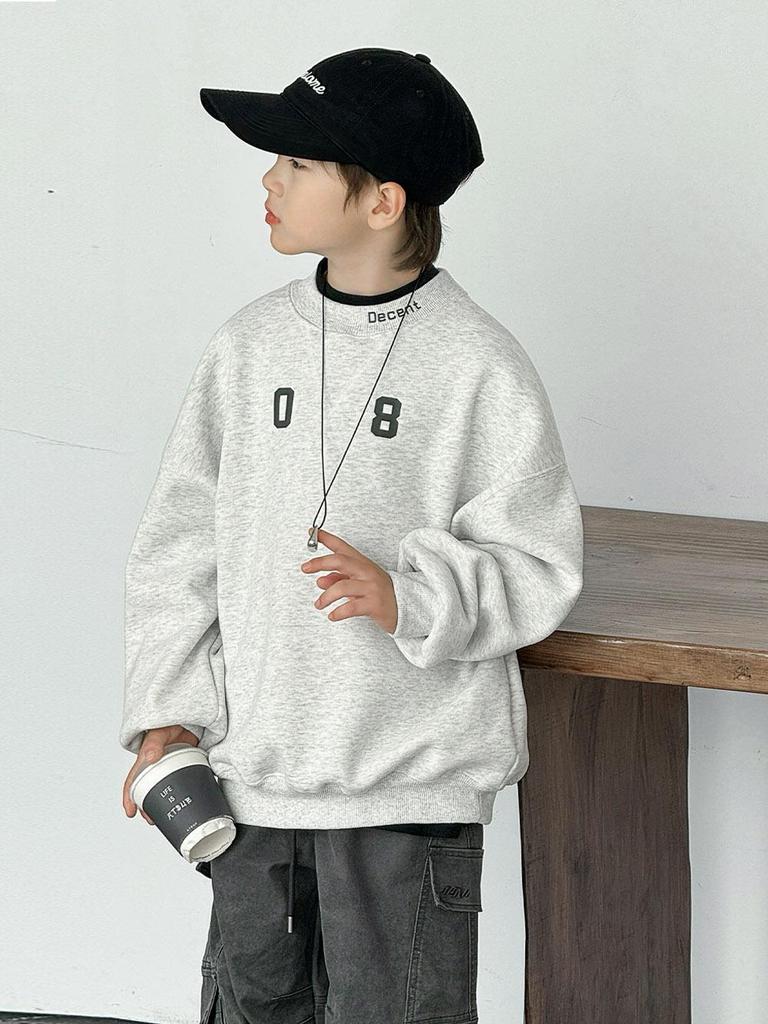 2025 Boys' Fleece-lined Sweatshirt: Warm Niche Design for Autumn/Winter