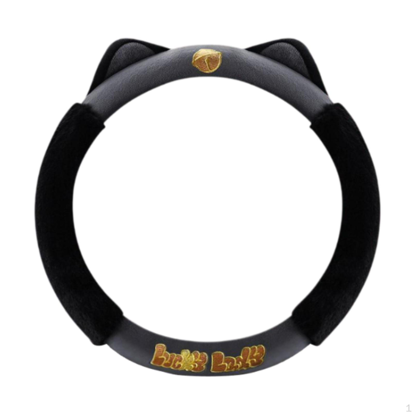 

Чехол на руль с плюшевыми кошачьими ушками, аксессуары для модификации салона автомобиля, мягкий, удобный, противоскользящий black gray