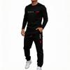 Men's Outdoor Sports Two Piece Set Breathable Long Sleeve Shirt and Elastic Waist Jogger Pants Casual Athletic Wear for Daily Activities
