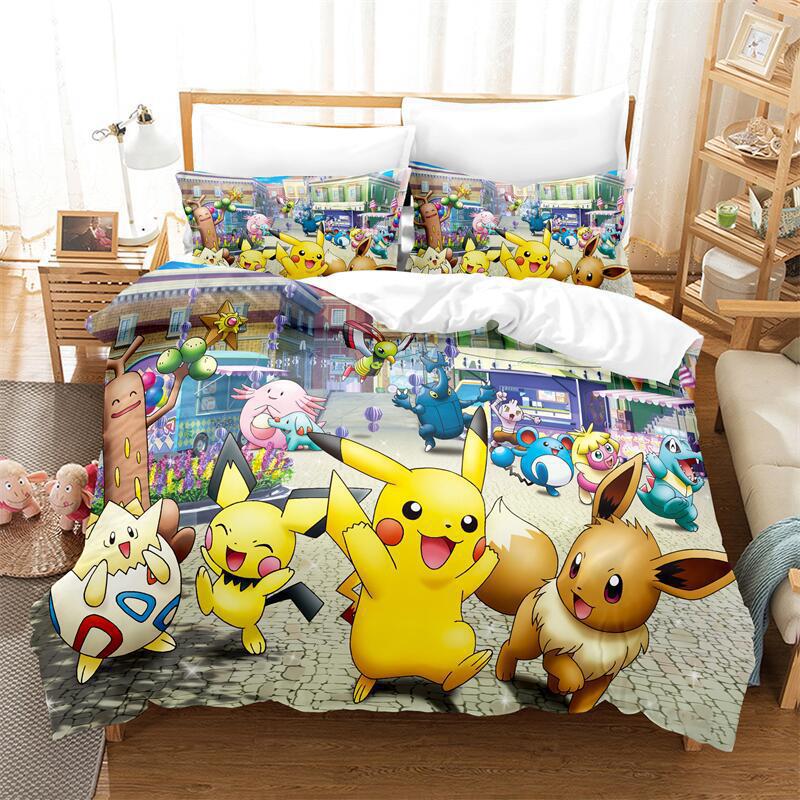 Cartoon Animation Digital Printing Bedding Quilt Cover Microfiber Polyester Cotton Three-Piece Set