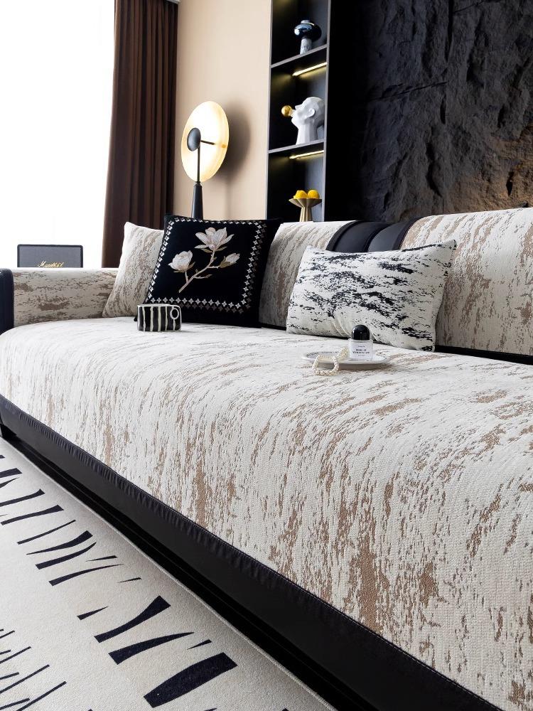 Anti-Katzen-Kratz-Sofabezug für Wohnzimmer, Chenille, für alle Jahreszeiten, universeller Couch-Schonbezug, rutschfestes Retro-Jacquard-Couchkissen