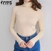 Women's Fashion Casual Fall Winter Solid Color Print Long Sleeve High Neck Sweaters